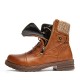 Large Size Women Casual Soft Comfy Warm Lined Patchwork Wool Side-zip Combat Boots